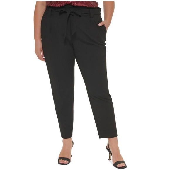 Calvin Klein Pants - Calvin Klein Tapered Ankle Tie Front Pleated Paper Bag Waist Women's Pants 18W